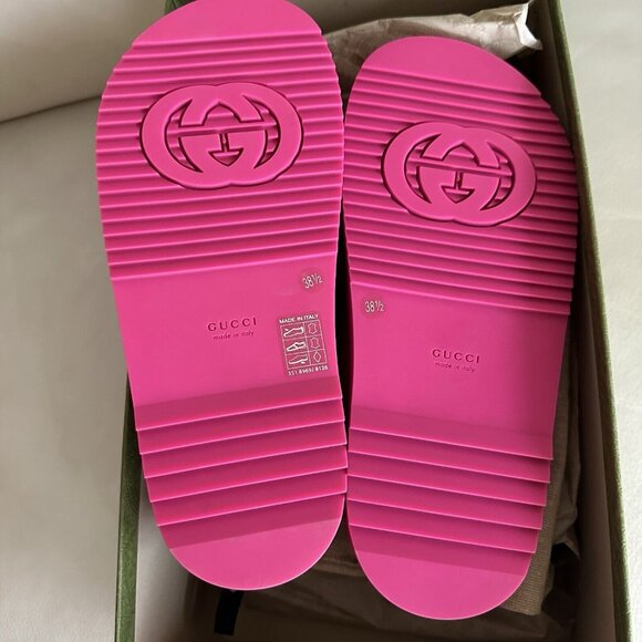 NEW GUCCI SANDALS PINK LEATHER SIZE 38.5 EU 100% Authentic - Picture 7 of 10